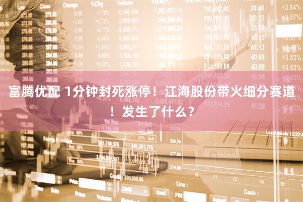 富腾优配 1分钟封死涨停！江海股份带火细分赛道！发生了什么？