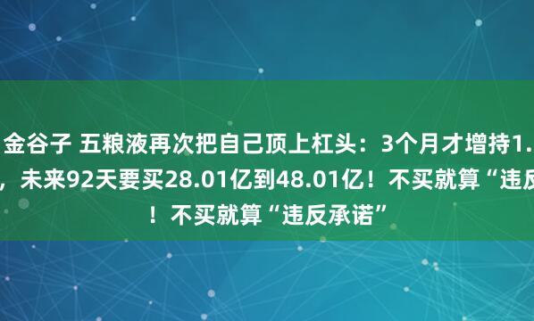 金谷子 五粮液再次把自己顶上杠头：3个月才增持1.993亿，未来92天要买28.01亿到48.01亿！不买就算“违反承诺”